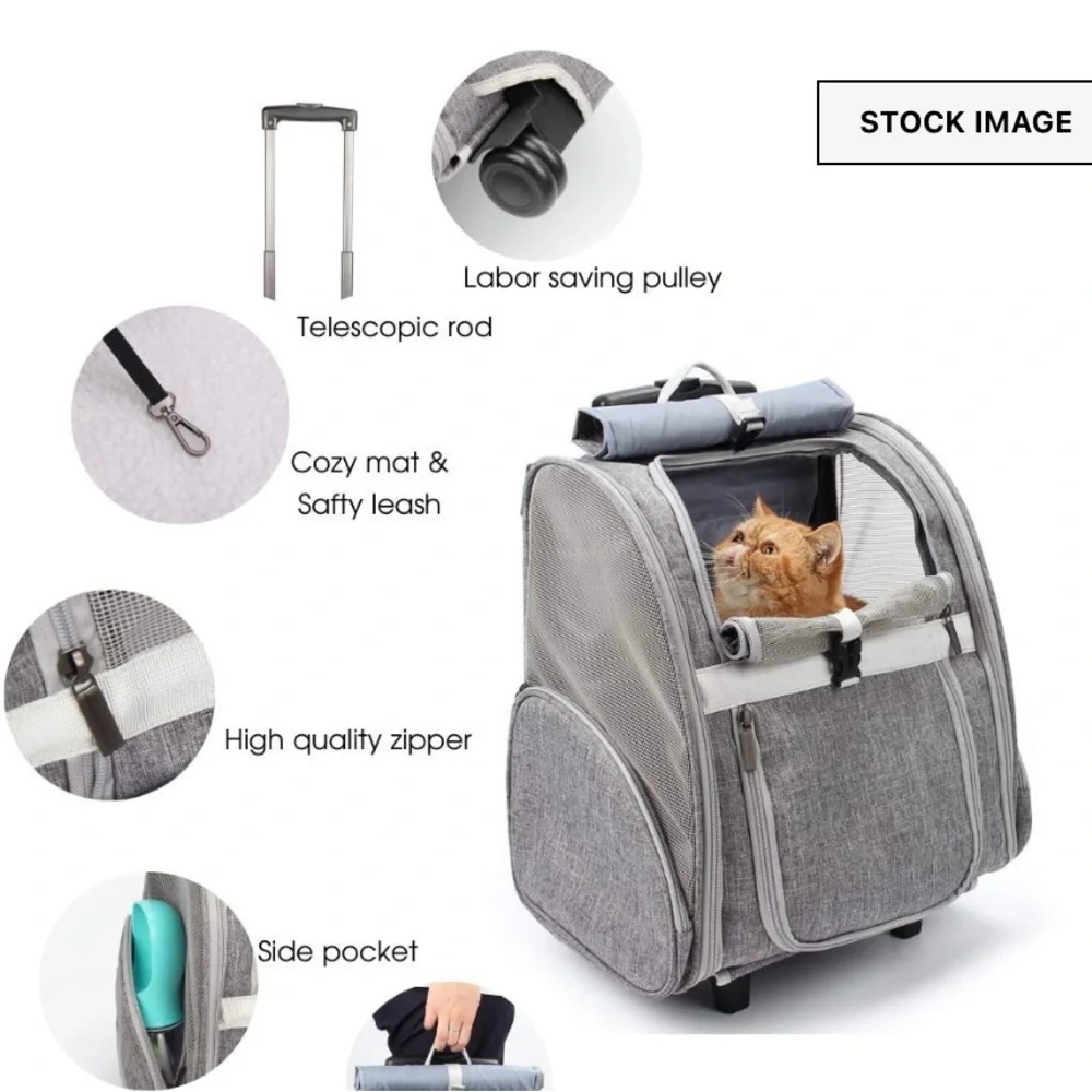 Lollimeow Pet Rolling Carrier Backpack